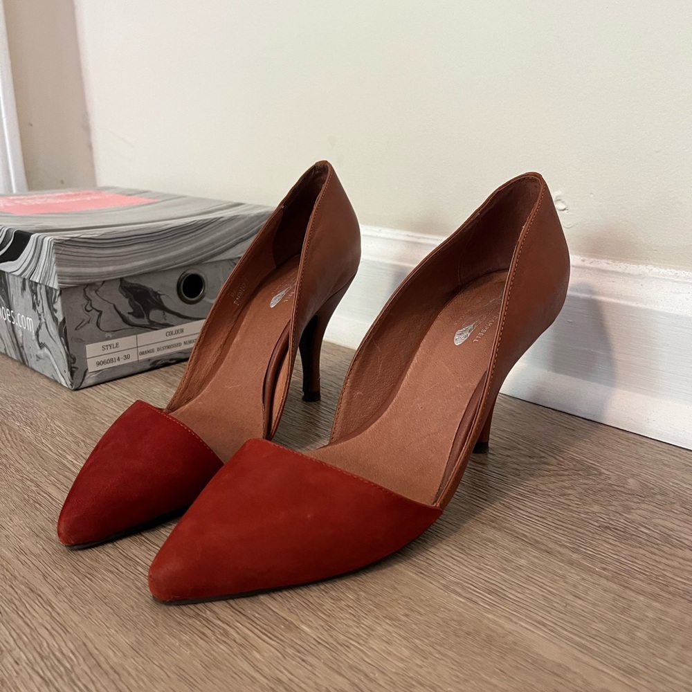 Jeffrey Campbell Free People- Brown Red Heels with Pointed Toe - Meridian Heels